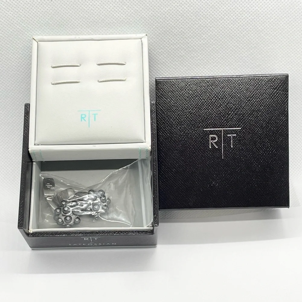 R|T by Robert Tateossian Cufflinks; Blue / Silver Pearl Cufflinks.  New in Box